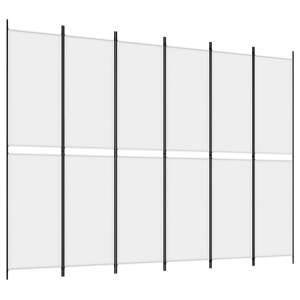 Sobna pregrada s 6 panela bijela 300 x 220 cm od tkanine