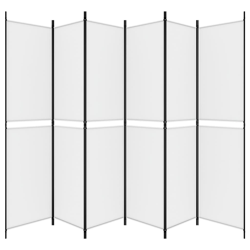 Sobna pregrada s 6 panela bijela 300 x 220 cm od tkanine