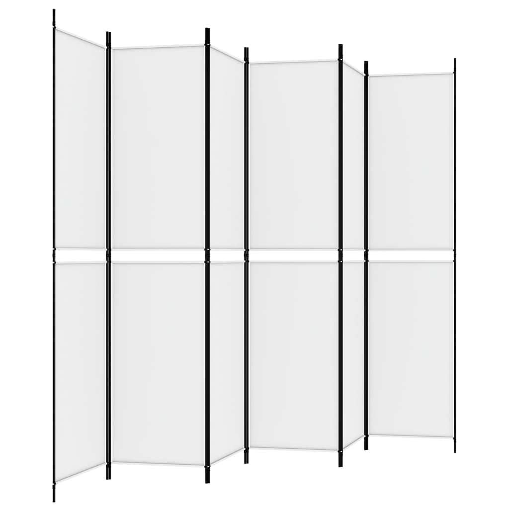 Sobna pregrada s 6 panela bijela 300 x 220 cm od tkanine