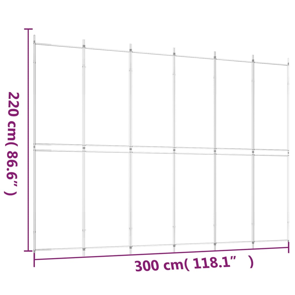 Sobna pregrada s 6 panela smeđa 250x220 cm od tkanine