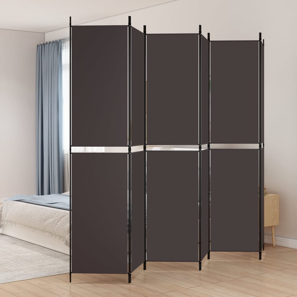 Sobna pregrada s 6 panela smeđa 250x220 cm od tkanine