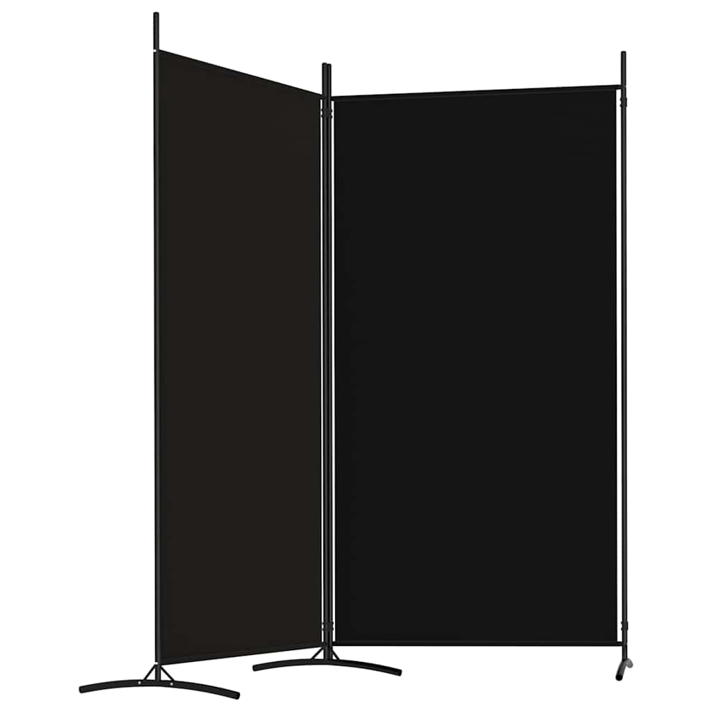 Sobna pregrada s 2 panela crna 175 x 180 cm od tkanine