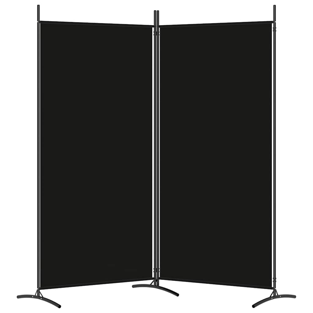 Sobna pregrada s 2 panela crna 175 x 180 cm od tkanine