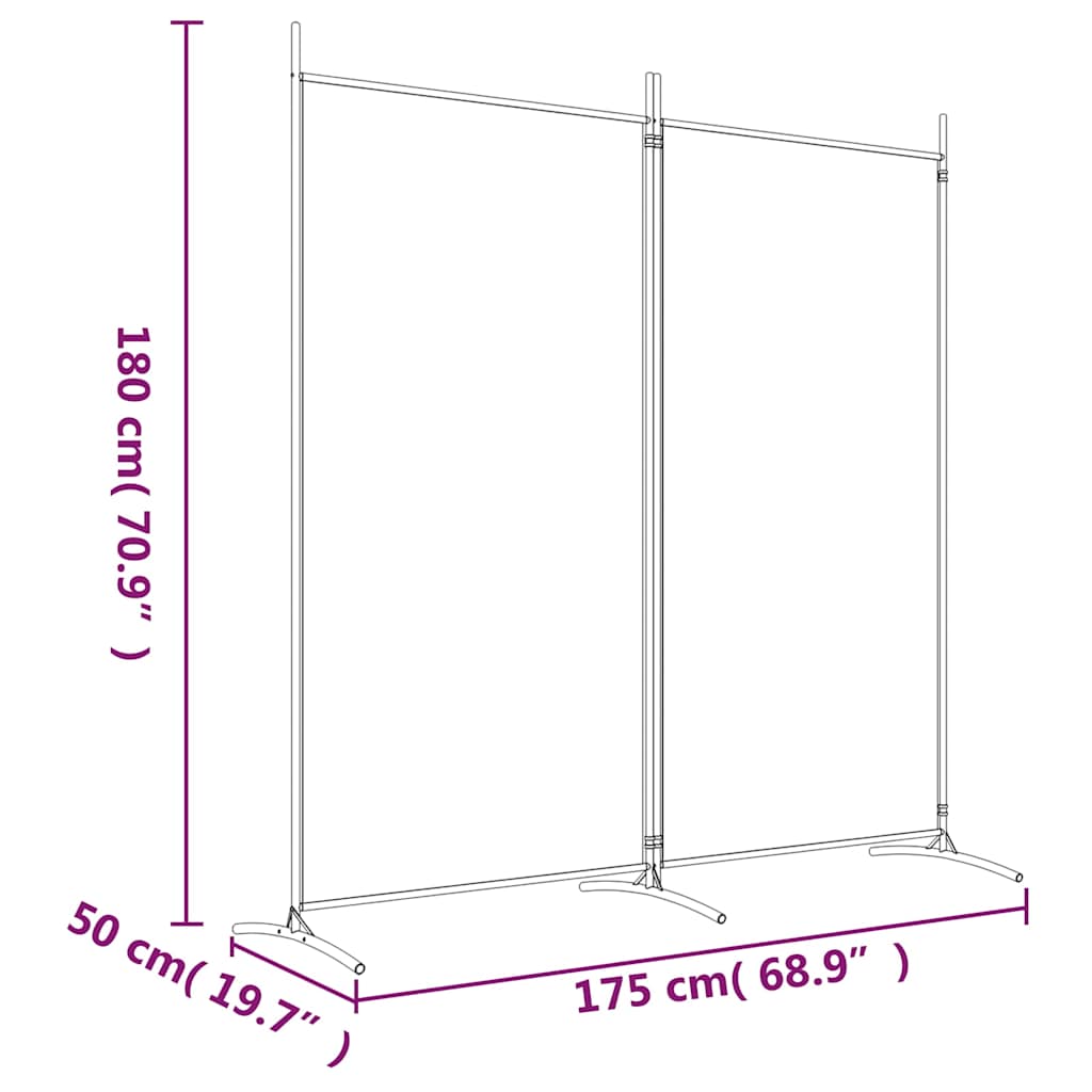 Sobna pregrada s 2 panela crna 175 x 180 cm od tkanine