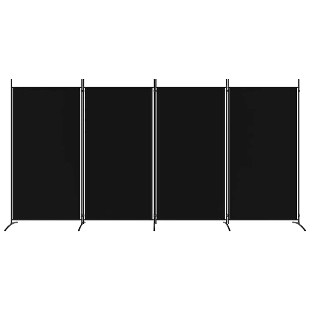Sobna pregrada s 4 panela crna 346x180 cm od tkanine