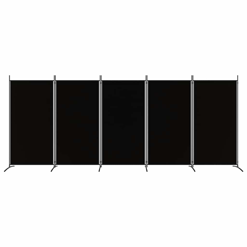 Sobna pregrada s 5 panela crna 433x180 cm od tkanine