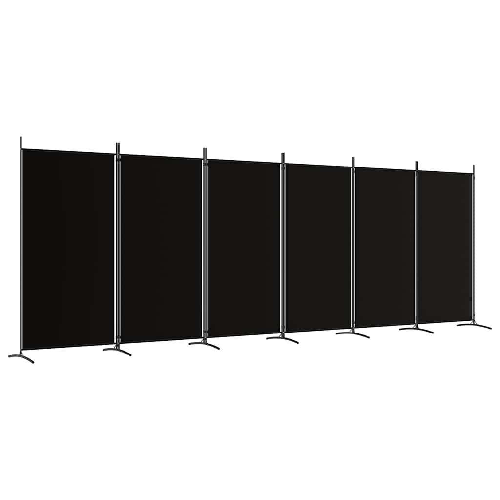 Sobna pregrada s 6 panela crna 520x180 cm od tkanine