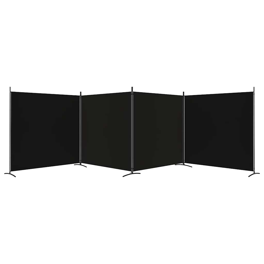 Sobna pregrada s 4 panela crna 698 x 180 cm od tkanine