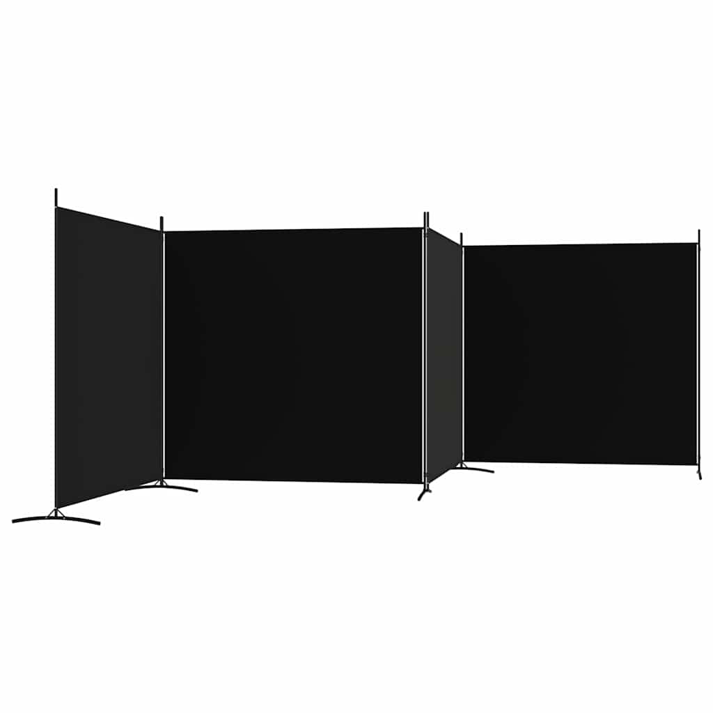 Sobna pregrada s 4 panela crna 698 x 180 cm od tkanine