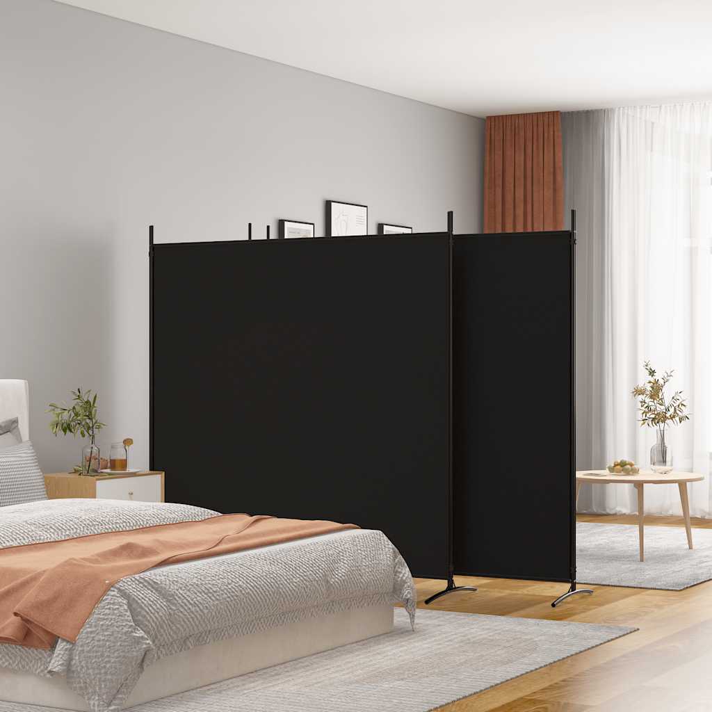 Sobna pregrada s 4 panela crna 698 x 180 cm od tkanine