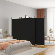 Sobna pregrada s 4 panela crna 698 x 180 cm od tkanine