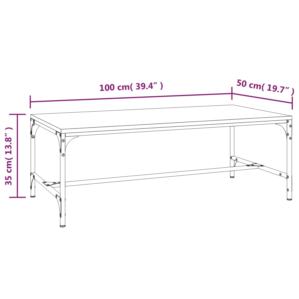 Stolić za kavu smeđa boja hrasta 100x50x35 cm konstruirano drvo