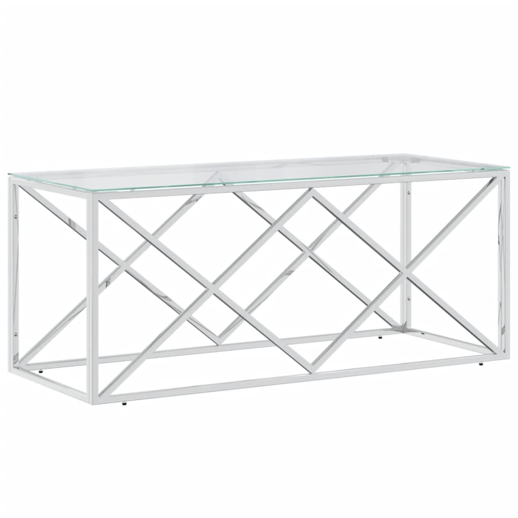 Stolić za kavu 110 x 45 x 45 cm od nehrđajućeg čelika i stakla