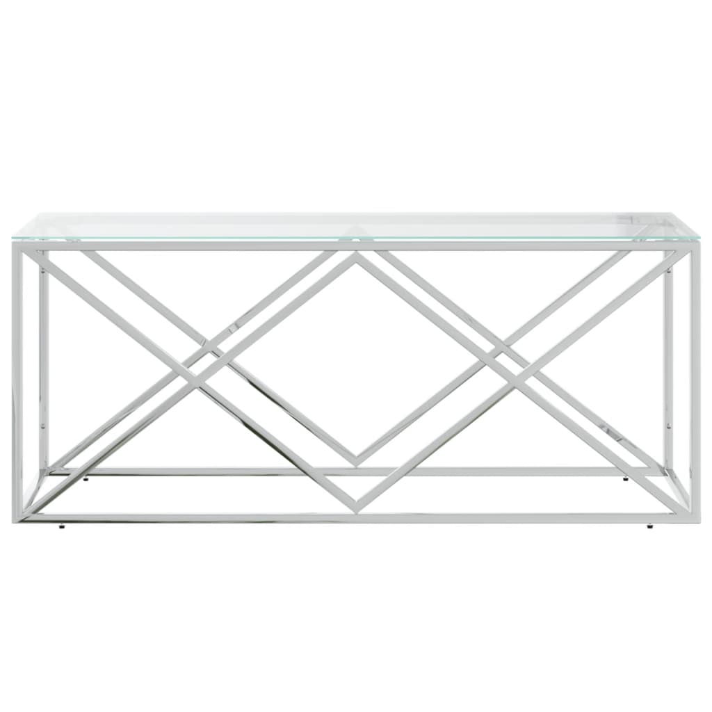Stolić za kavu 110 x 45 x 45 cm od nehrđajućeg čelika i stakla