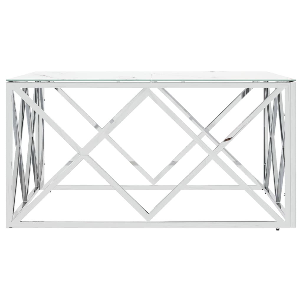 Stolić za kavu srebrni 80x80x40 cm nehrđajući čelik i staklo