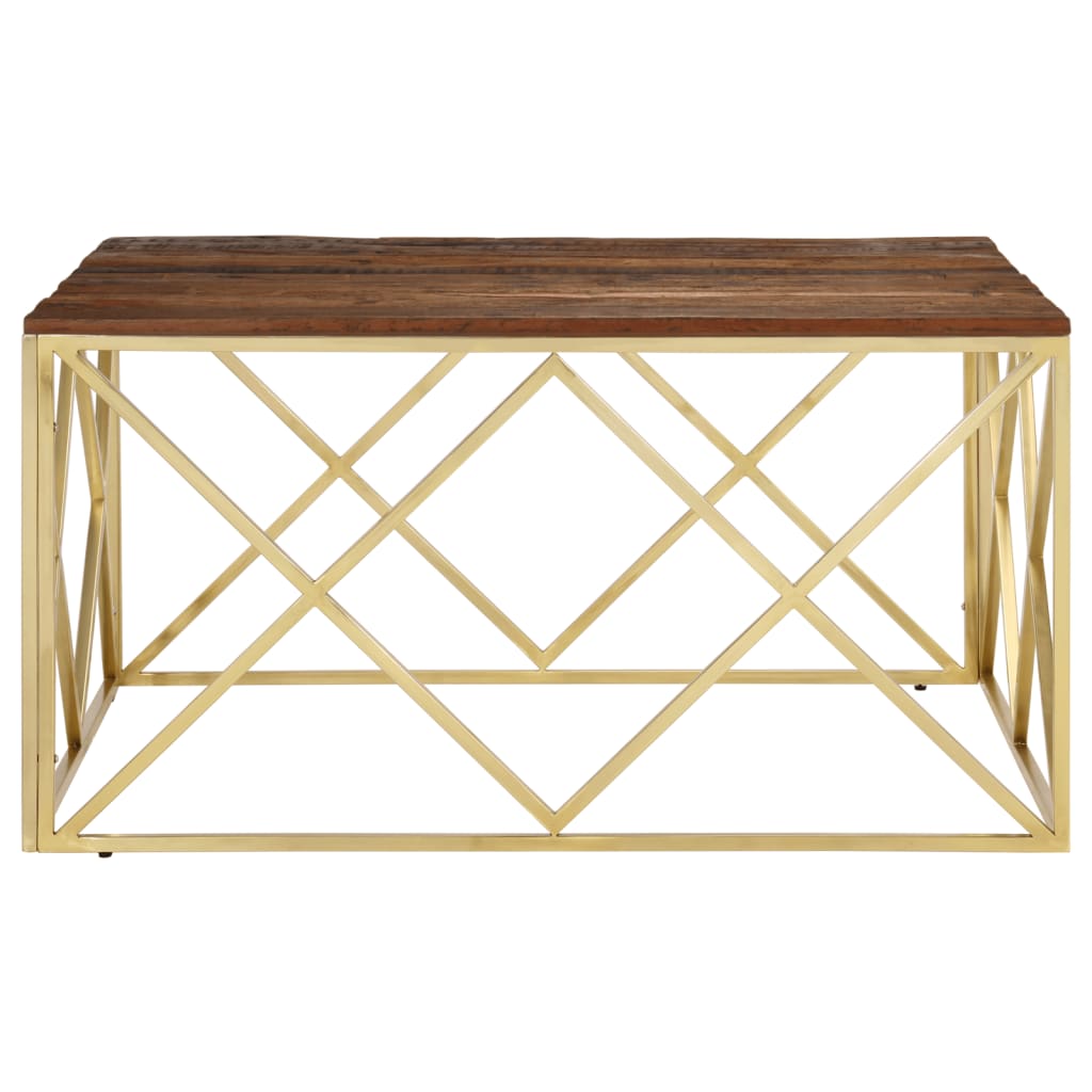 Stolić za kavu zlatni od nehrđajućeg čelika i drva za pragove