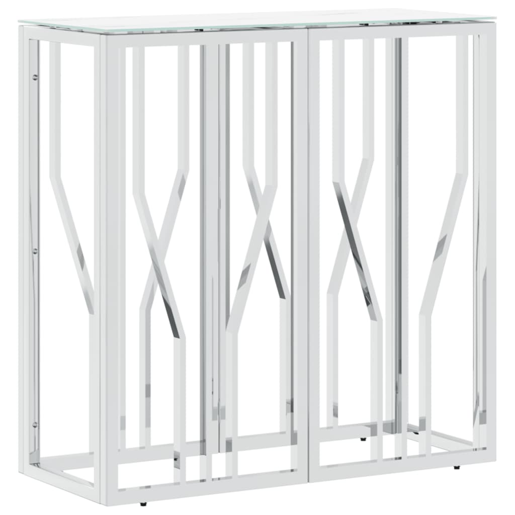Konzolni stol srebrni 70 x 30 x 70 cm nehrđajući čelik i staklo