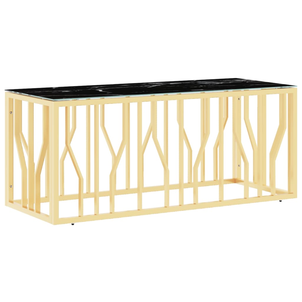 Stolić za kavu zlatni 110x45x45 cm nehrđajući čelik i staklo