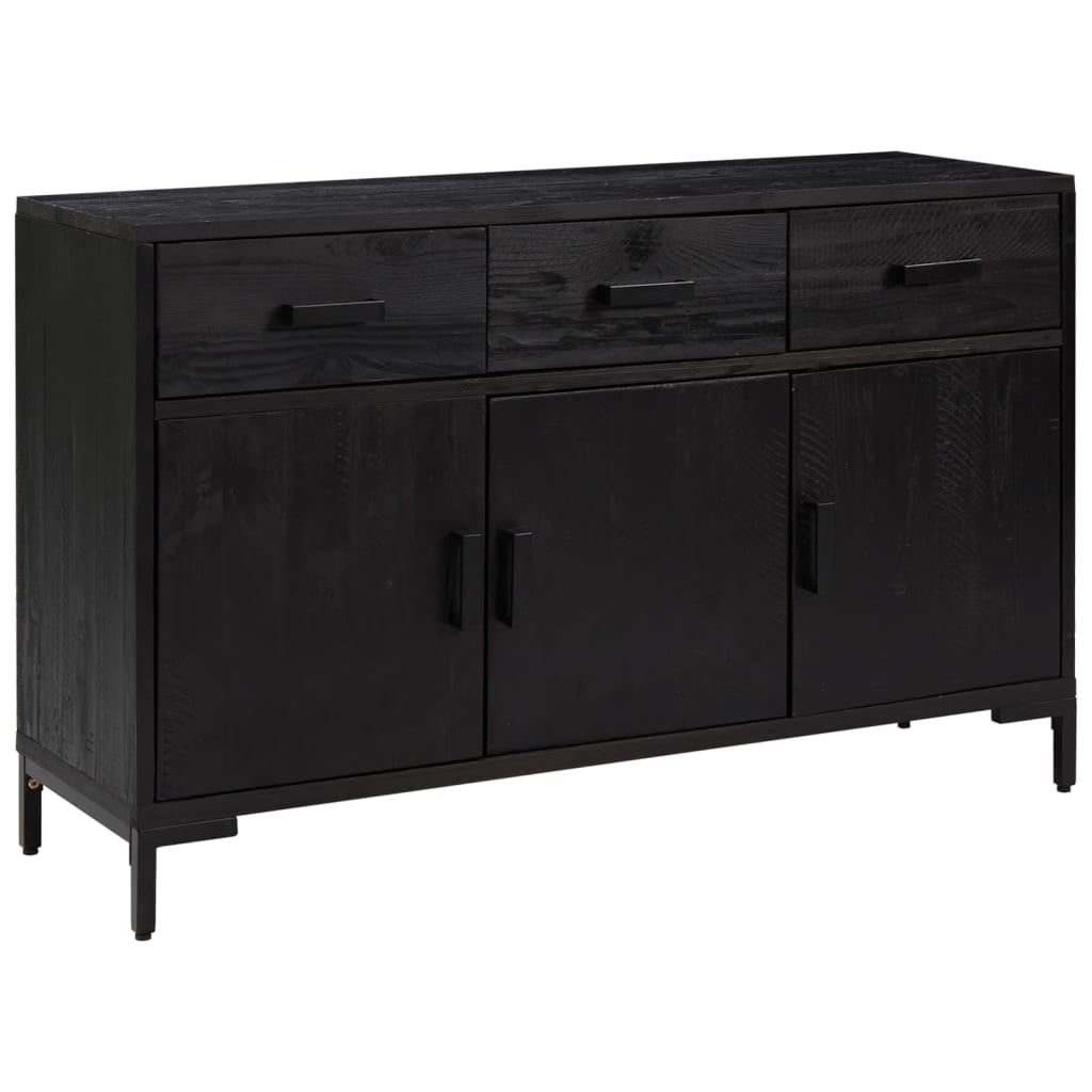 Komoda crna 110 x 35 x 70 cm od masivne borovine
