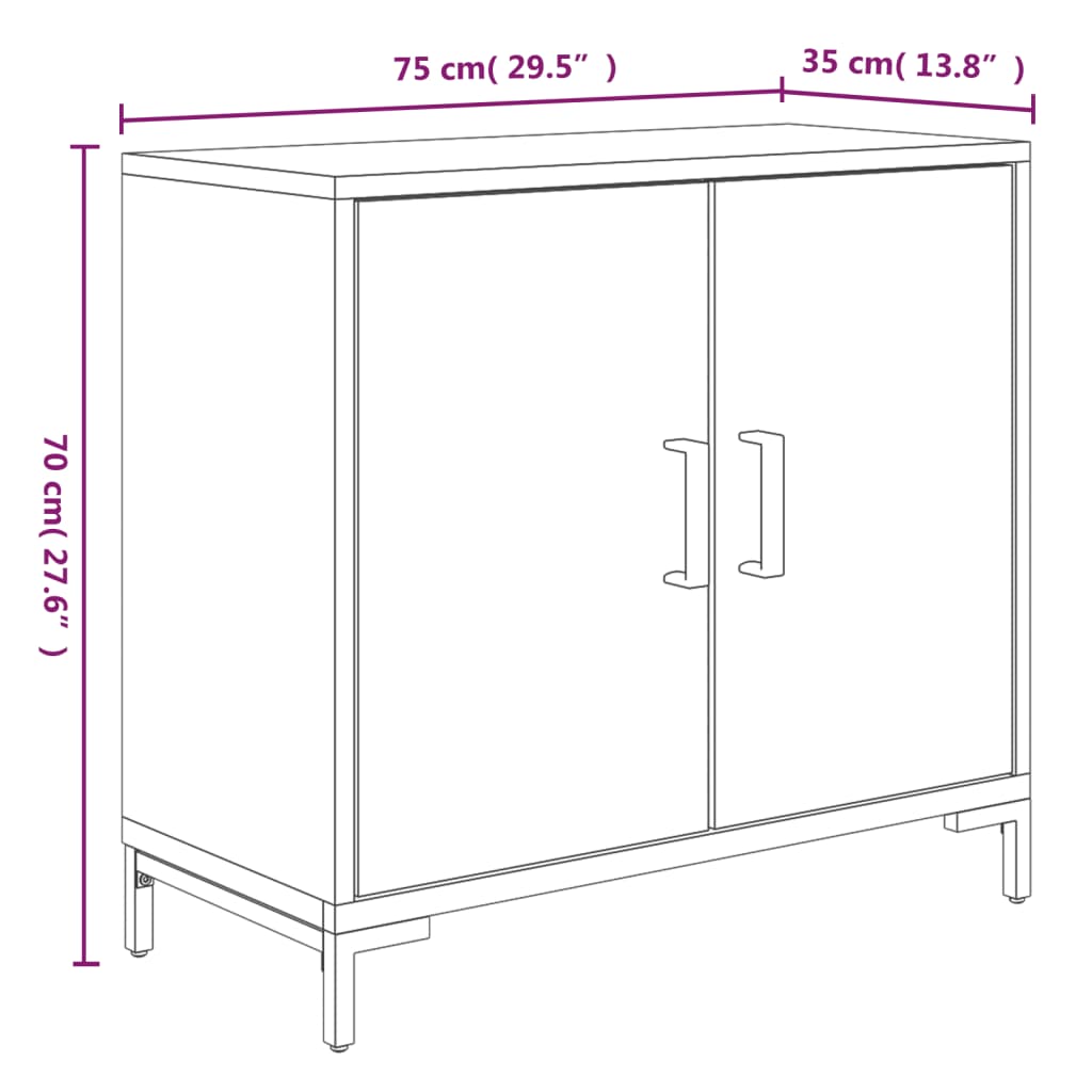 Komoda smeđa 75 x 35 x 70 cm od masivne borovine