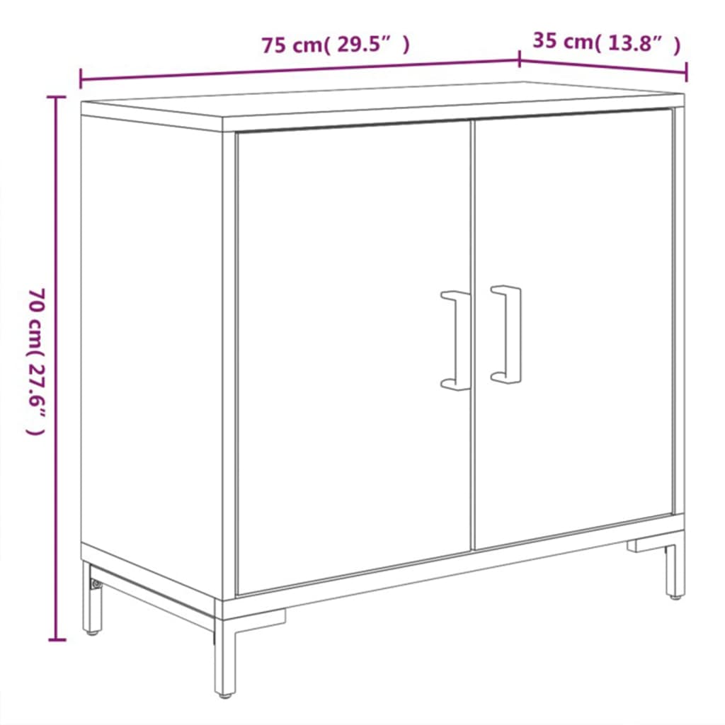 Komoda crna 75 x 35 x 70 cm od masivne borovine