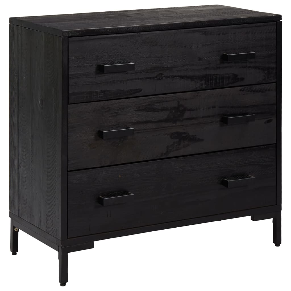 Ladičar crni 75 x 35 x 70 cm od masivne borovine