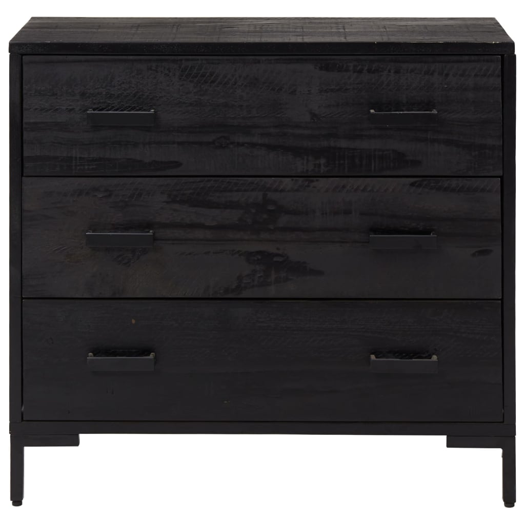 Ladičar crni 75 x 35 x 70 cm od masivne borovine