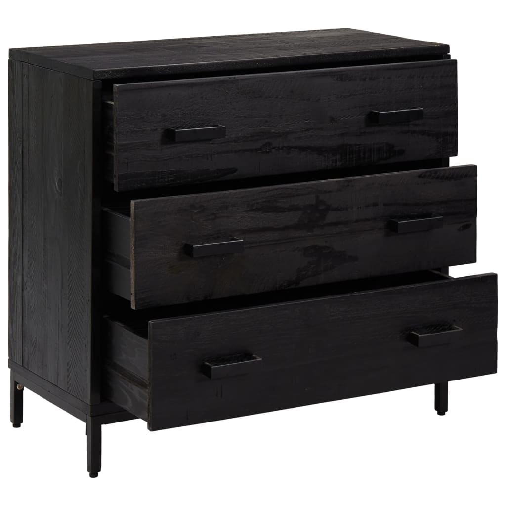 Ladičar crni 75 x 35 x 70 cm od masivne borovine