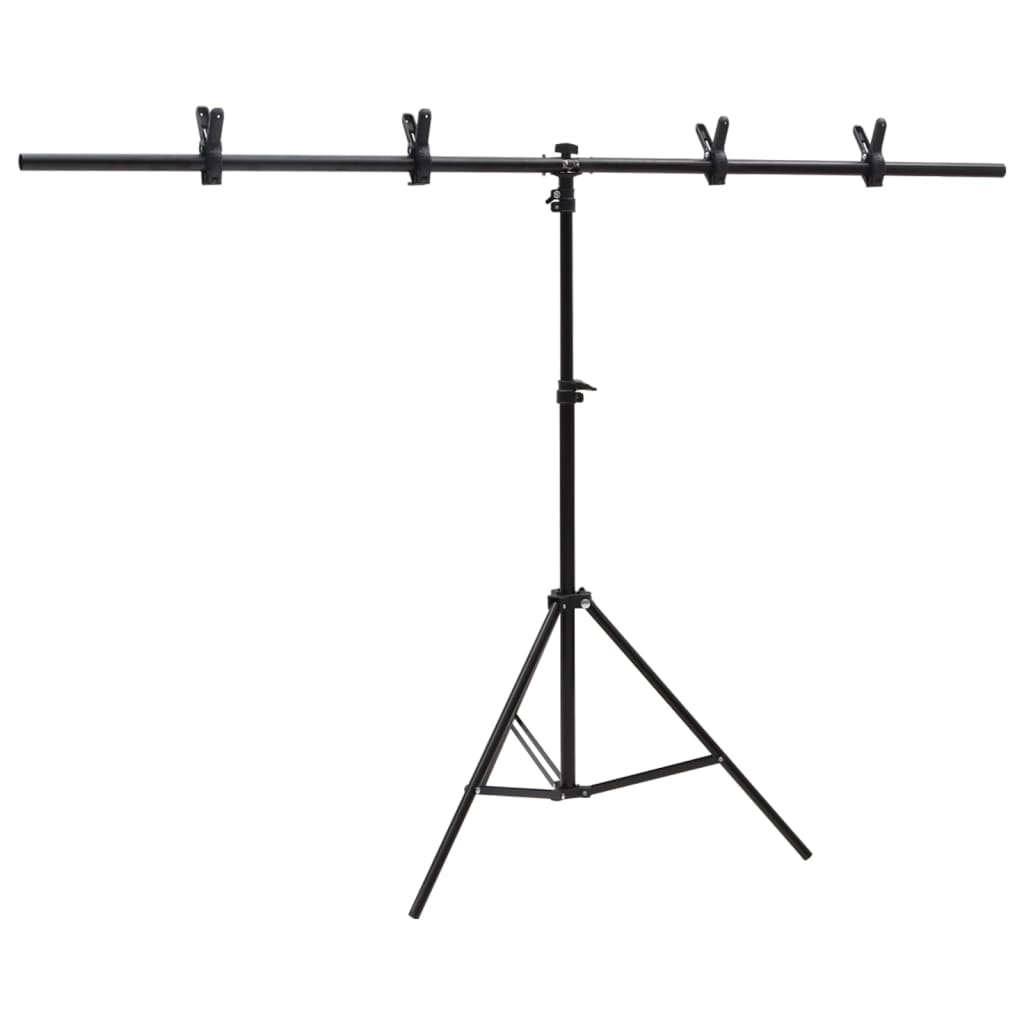 Stalak za pozadinu u obliku slova T crni 151x60x(70-200) cm