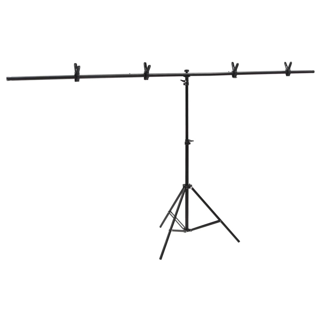 Stalak za pozadinu u obliku slova T crni 201x60x(70-200) cm