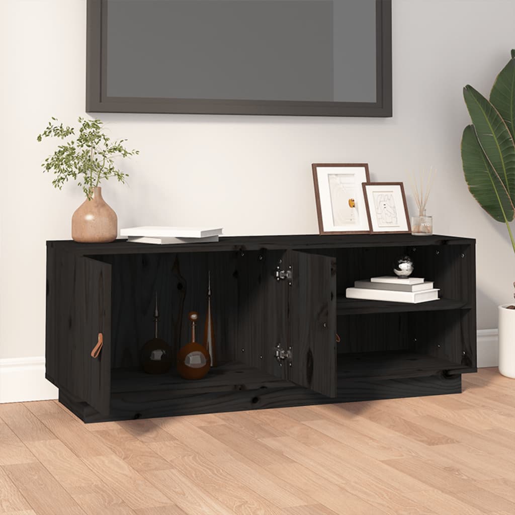 TV ormarić crni 105 x 34 x 40 cm od masivne borovine