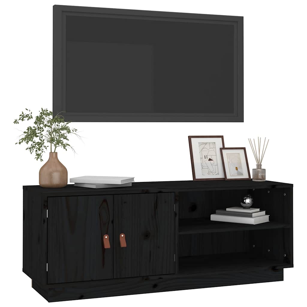 TV ormarić crni 105 x 34 x 40 cm od masivne borovine