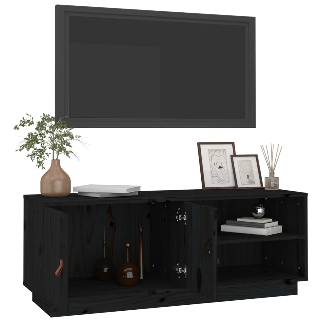 TV ormarić crni 105 x 34 x 40 cm od masivne borovine