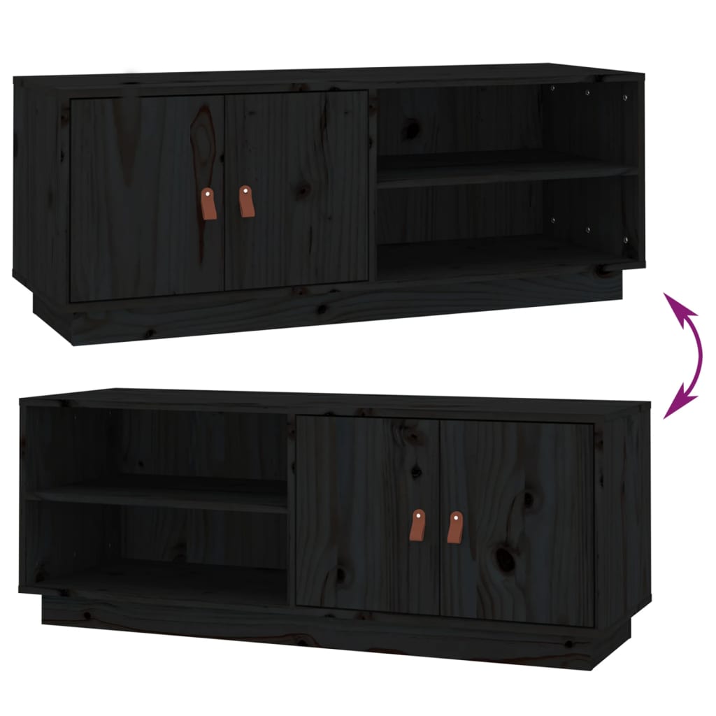 TV ormarić crni 105 x 34 x 40 cm od masivne borovine