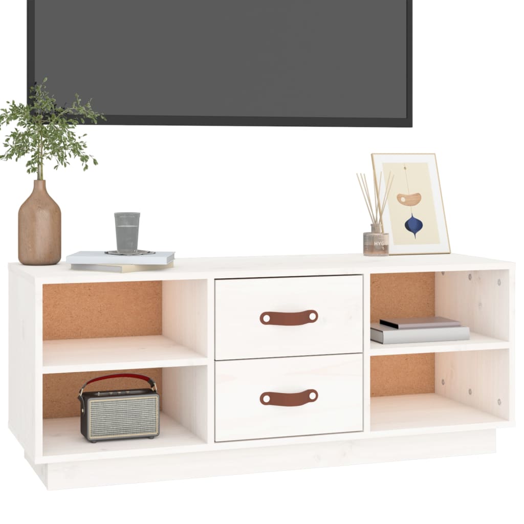 TV ormarić bijeli 100x34x40 cm od masivne borovine