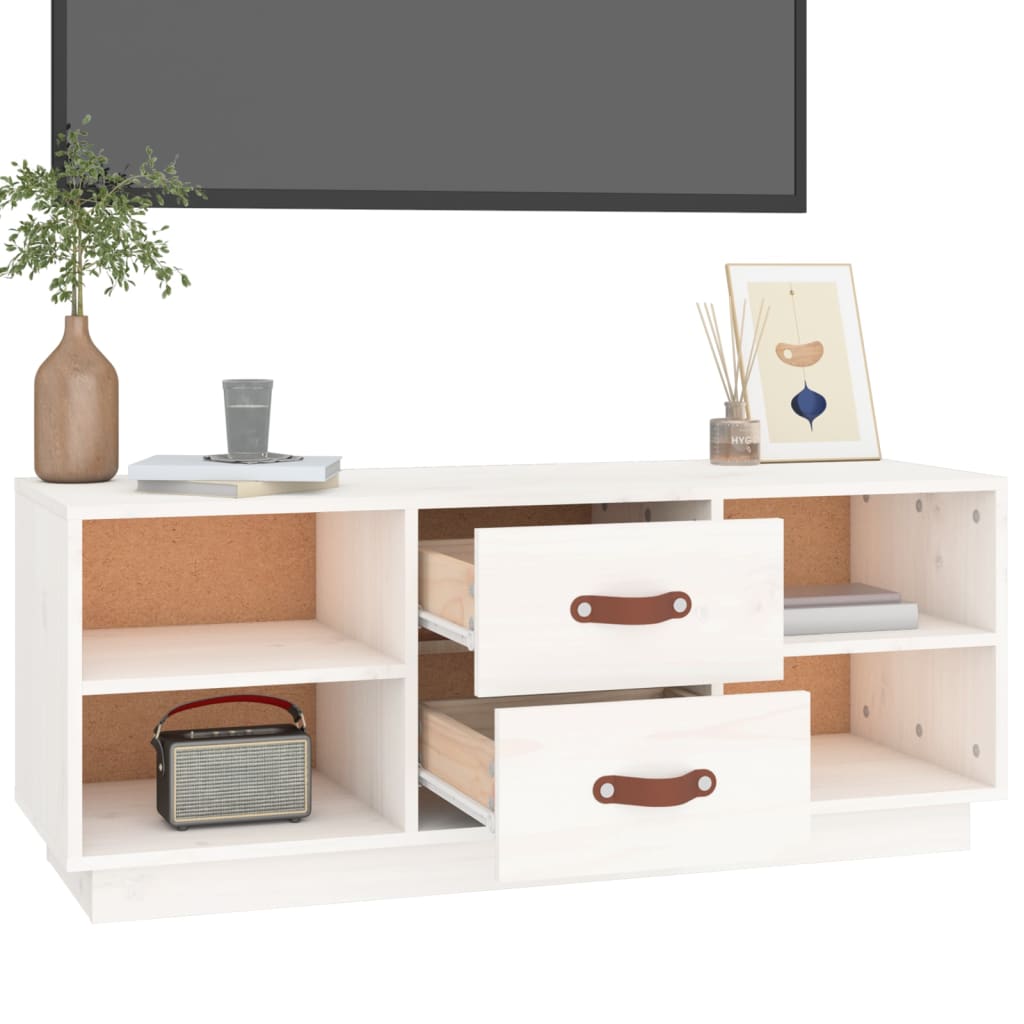 TV ormarić bijeli 100x34x40 cm od masivne borovine