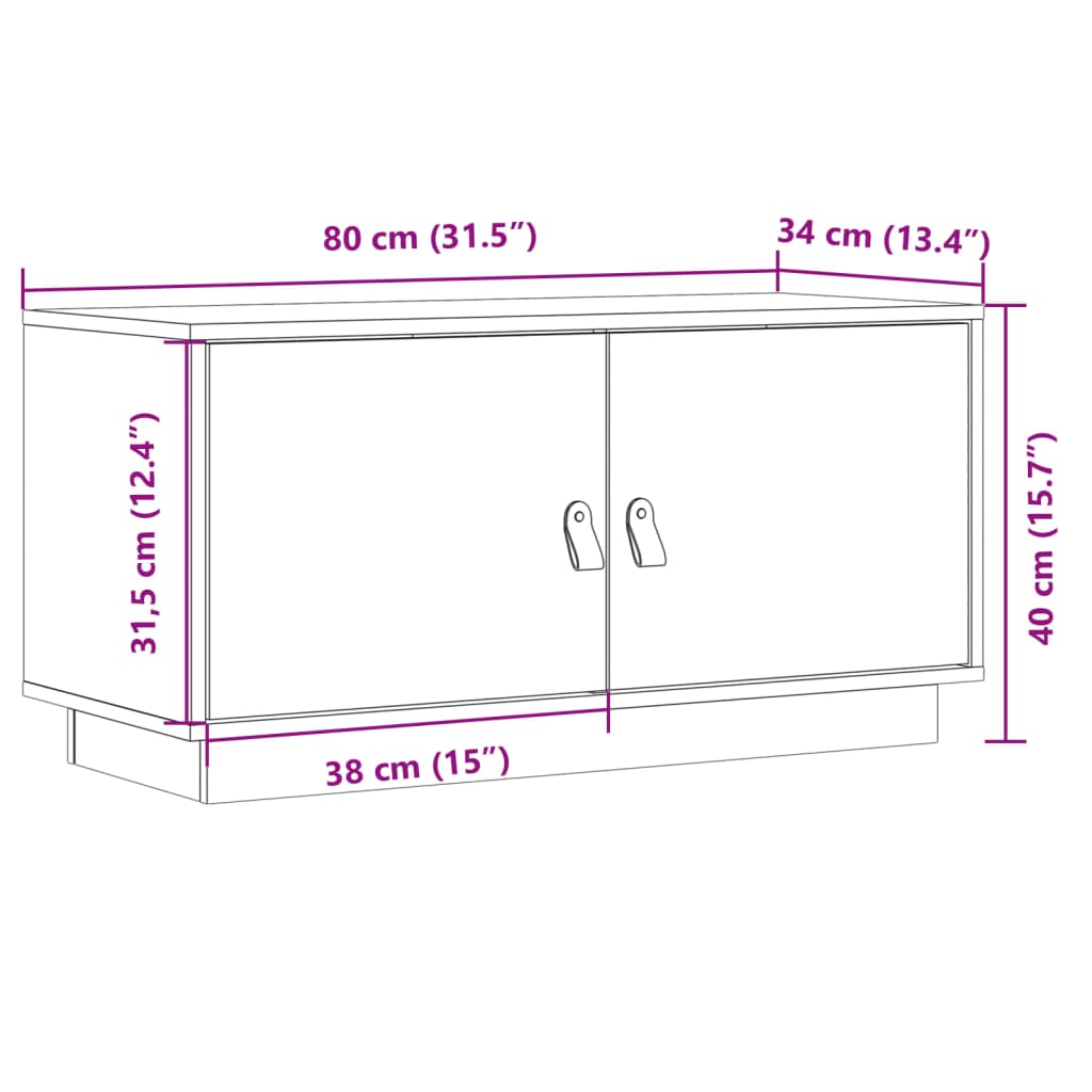 TV ormarić smeđa boja meda 80 x 34 x 40 cm od masivne borovine