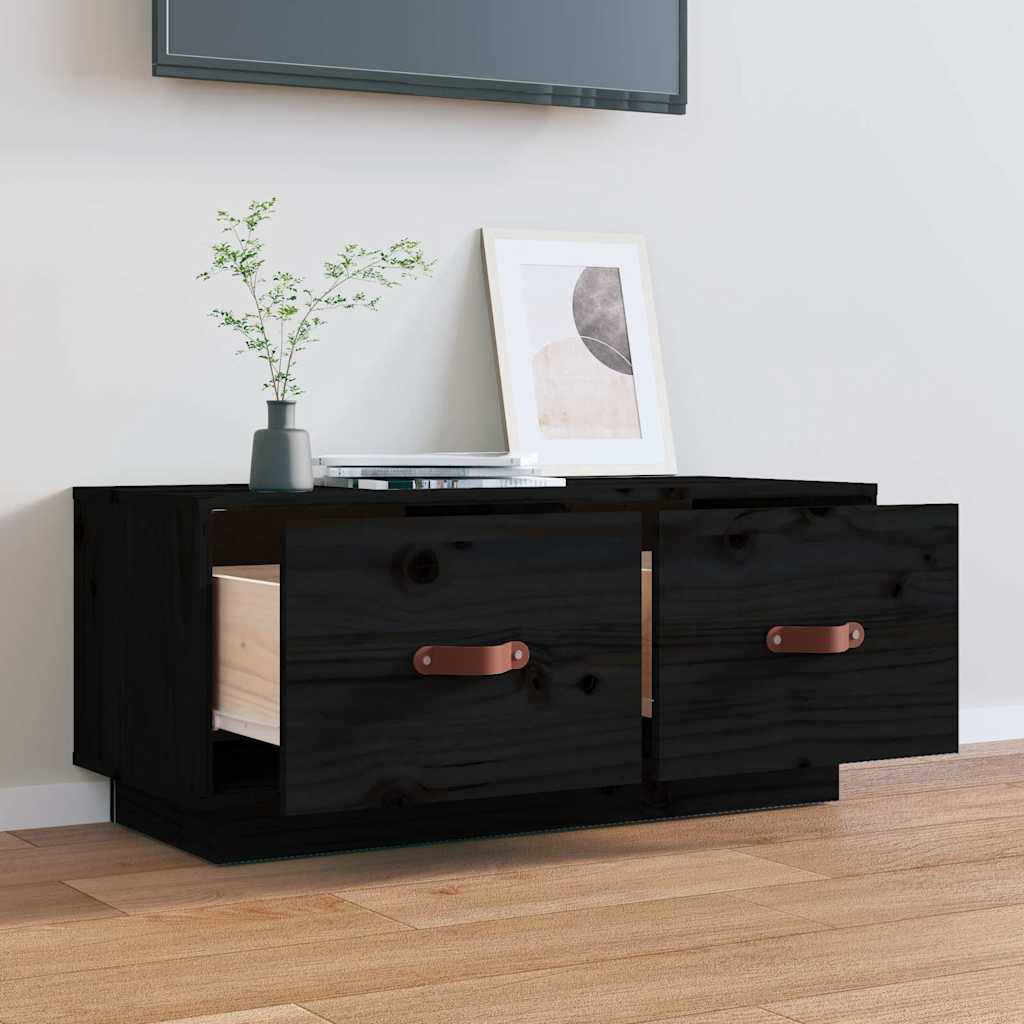 TV ormarić crni 80 x 34 x 35 cm od masivne borovine