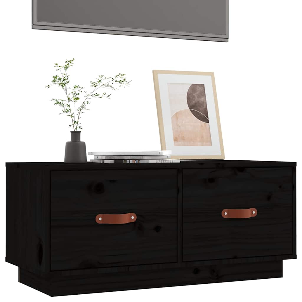 TV ormarić crni 80 x 34 x 35 cm od masivne borovine