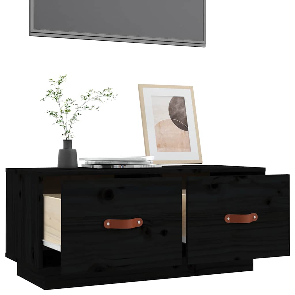 TV ormarić crni 80 x 34 x 35 cm od masivne borovine