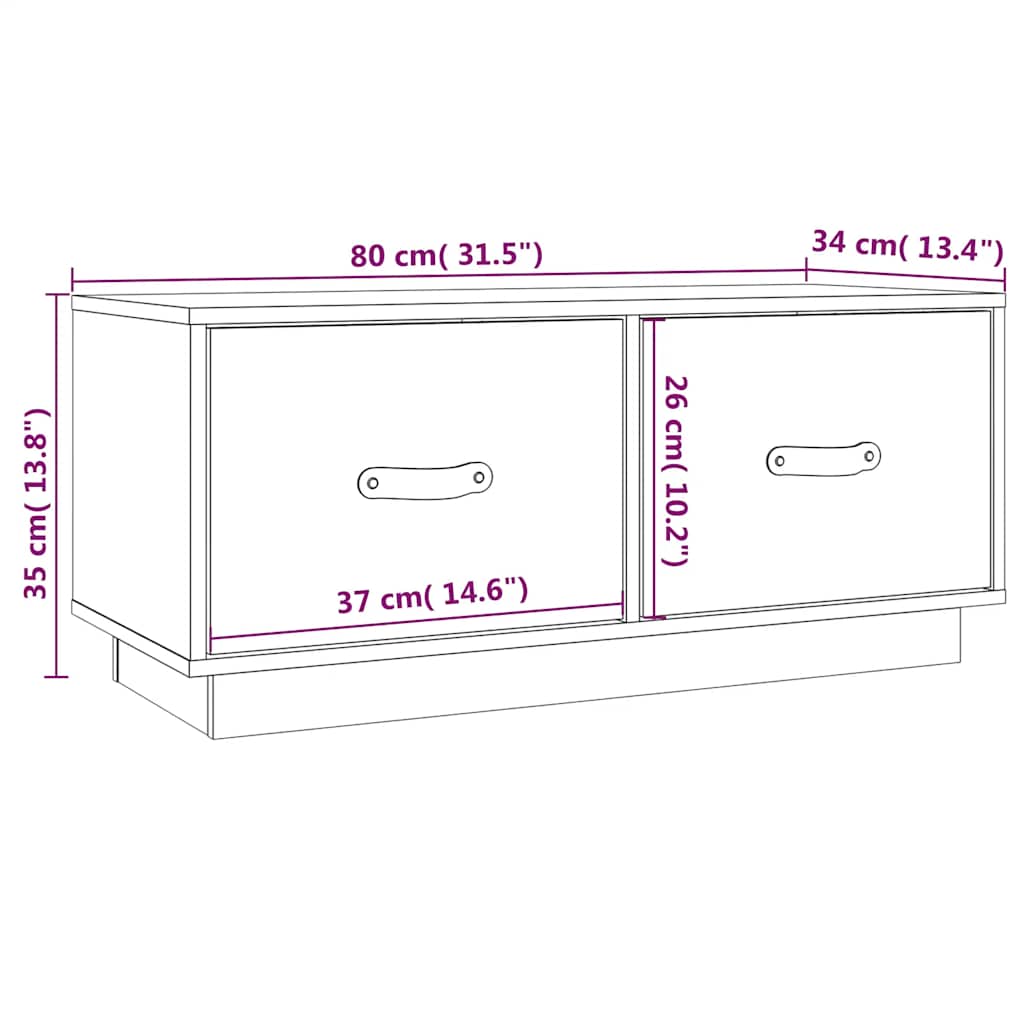 TV ormarić crni 80 x 34 x 35 cm od masivne borovine