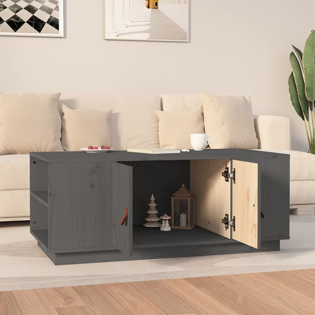Stolić za kavu sivi 100 x 50 x 41 cm od masivne borovine