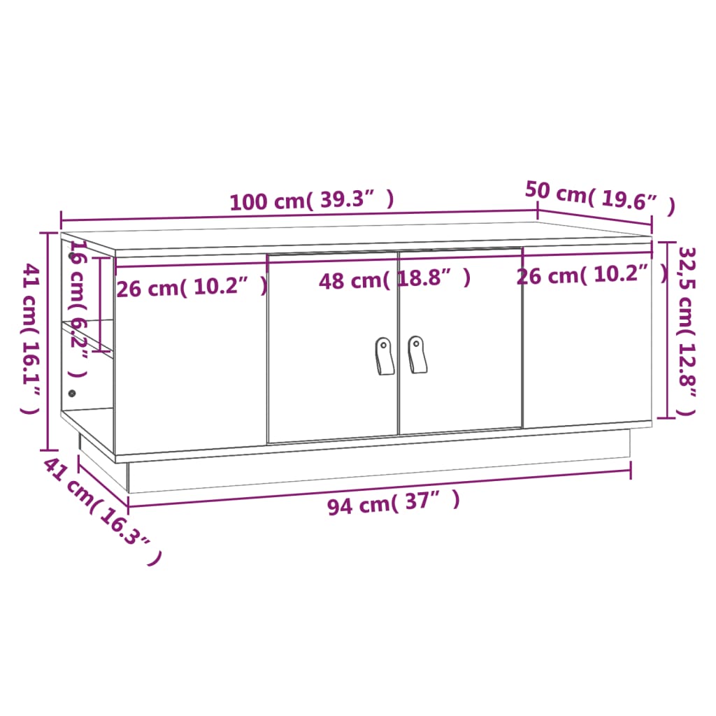 Stolić za kavu sivi 100 x 50 x 41 cm od masivne borovine