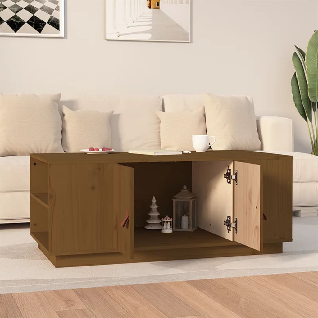 Stolić za kavu boja meda 100 x 50 x 41 cm od masivne borovine