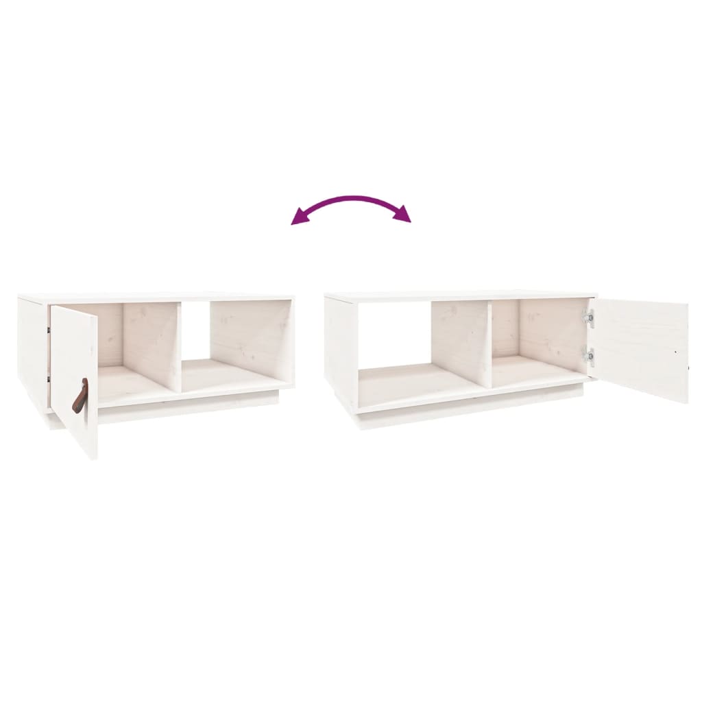 Stolić za kavu bijeli 80 x 50 x 35,5 cm od masivne borovine