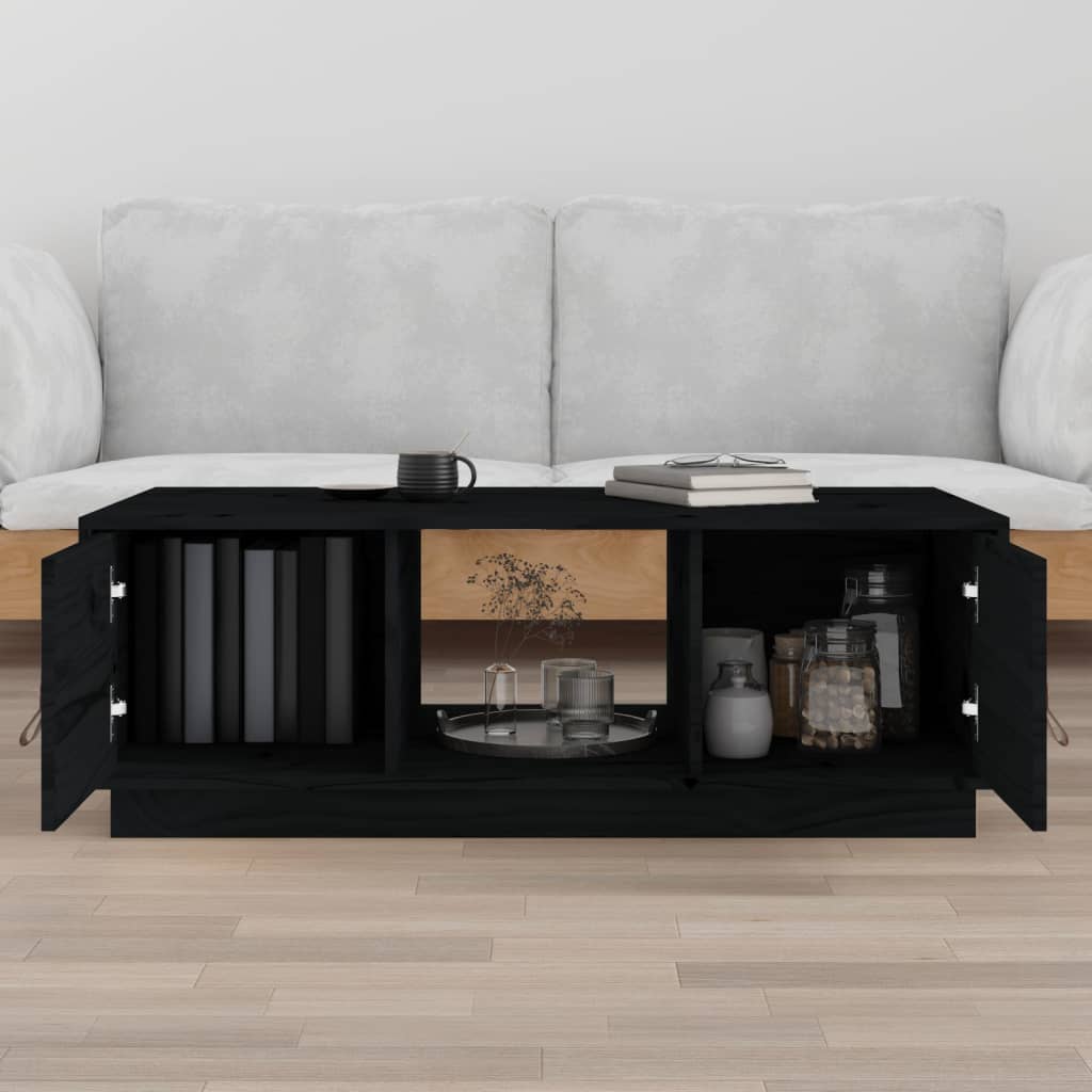 Stolić za kavu crni 100 x 50 x 35 cm od masivne borovine
