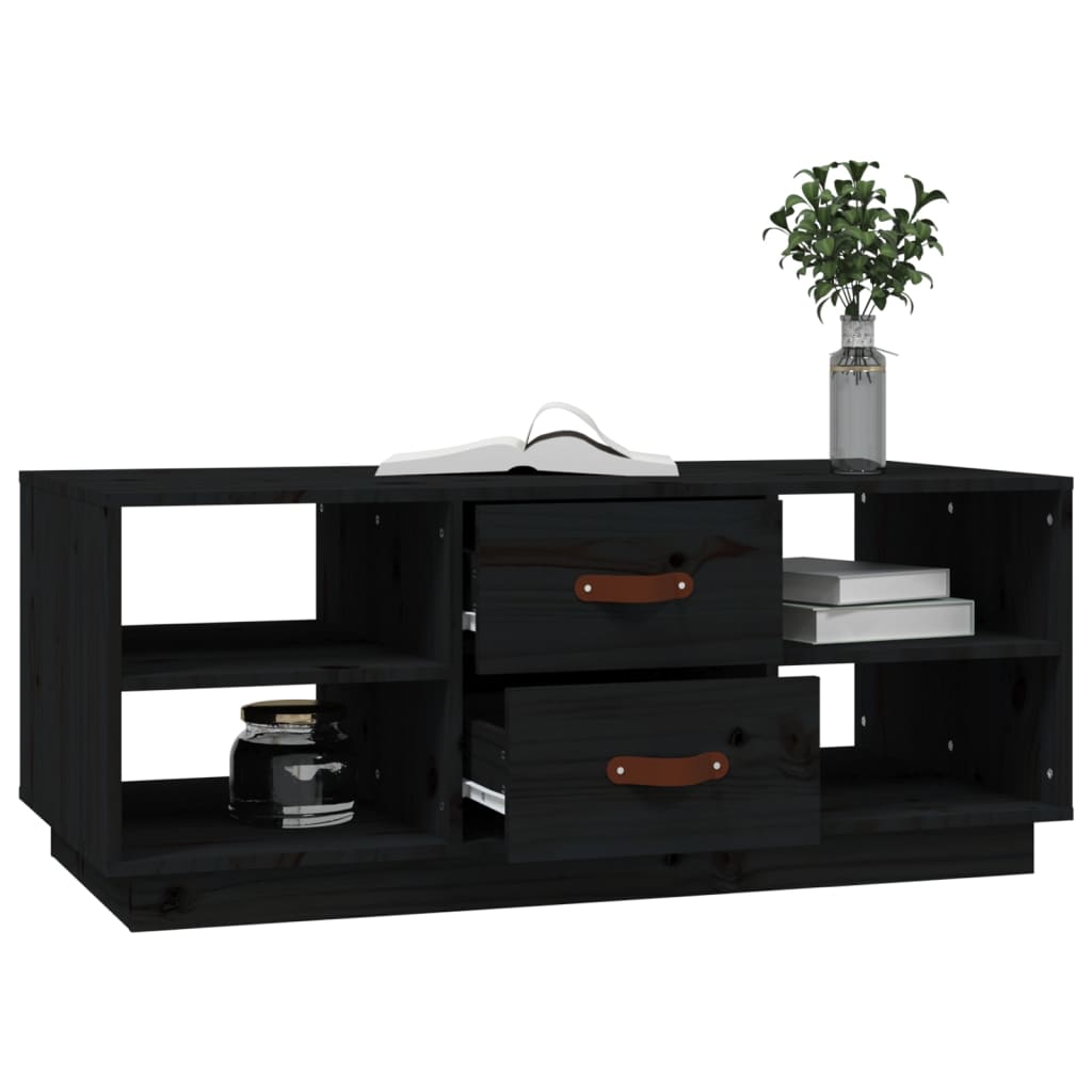 Stolić za kavu crni 100 x 50 x 41 cm od masivne borovine
