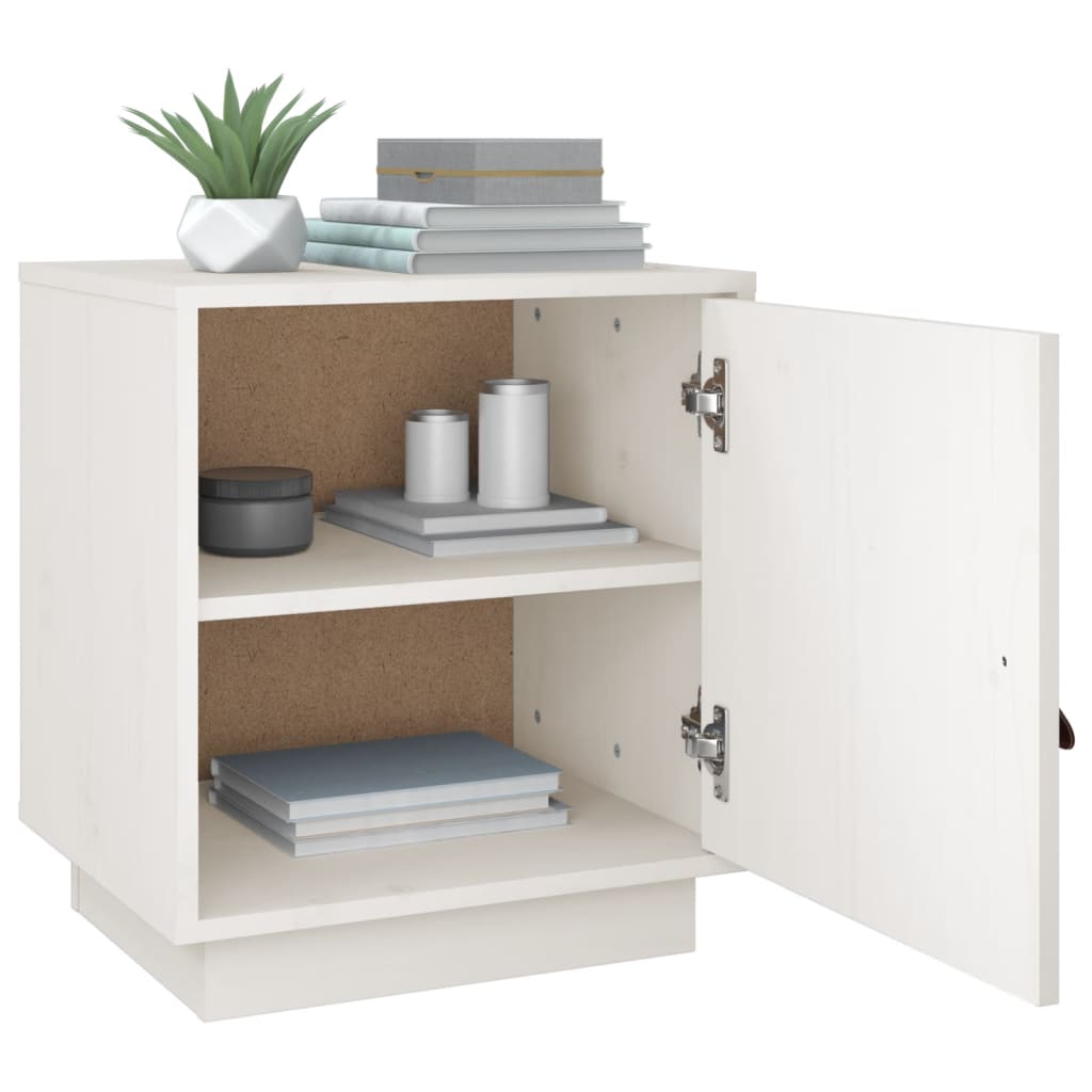 Noćni ormarići 2 kom bijeli 40 x 34 x 45 cm od masivne borovine