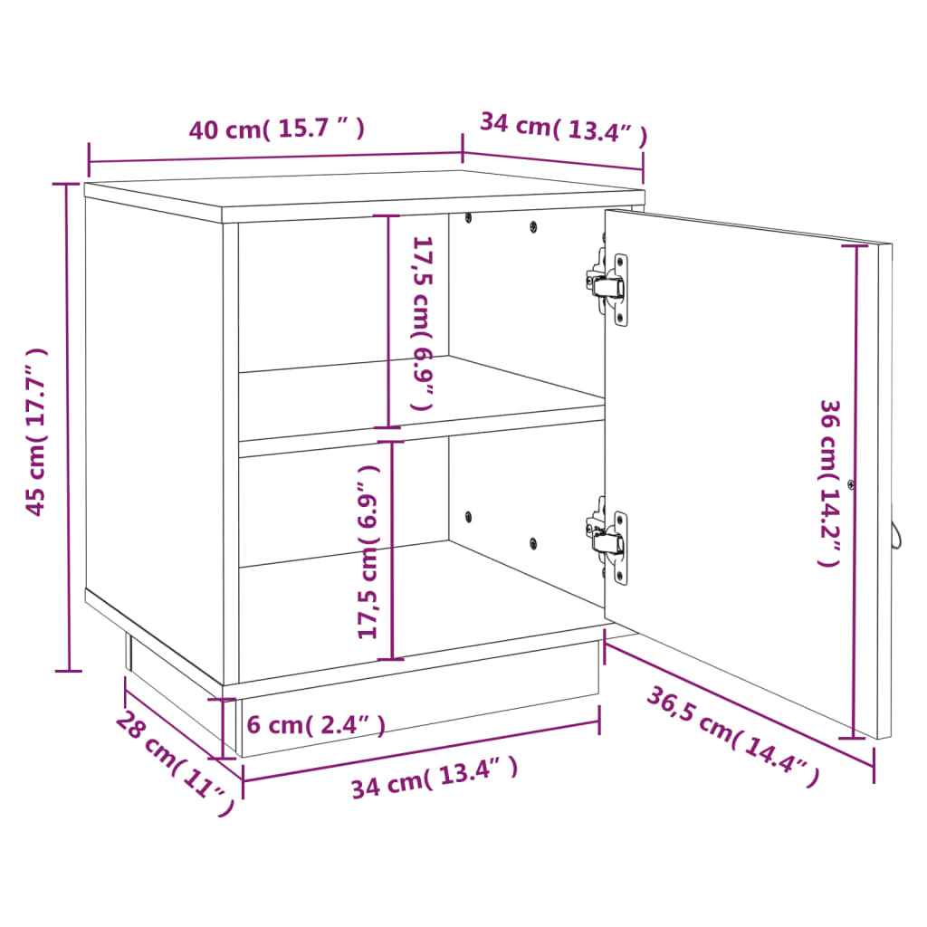 Noćni ormarići 2 kom bijeli 40 x 34 x 45 cm od masivne borovine