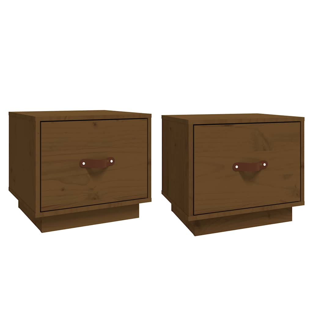 Noćni ormarići 2 kom boja meda 40x34x35 cm od masivne borovine
